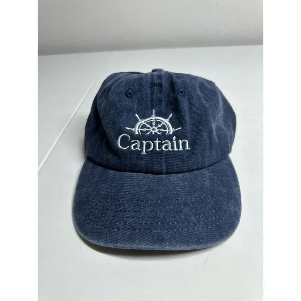 Captain Boat  Hat One Size Adult Blue Adjustable Strap